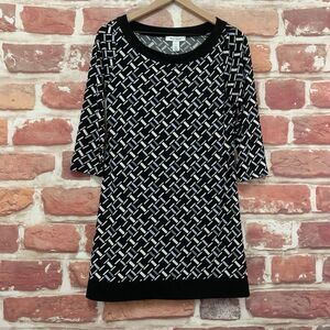 White House Black Market Tunic Dress Women's Small Abstract Stretchy Popover